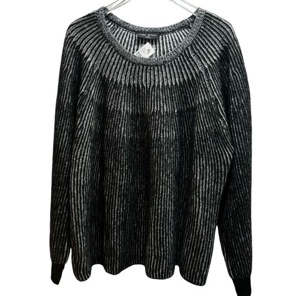 Lane Bryant Crew Neck Knit Ombre Black Gray Sweater Size 26/28 - Picture 1 of 4